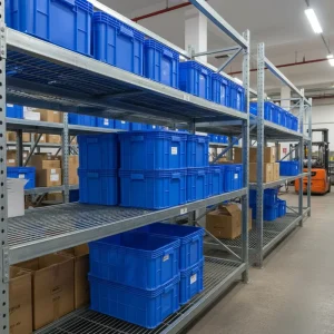 Heavy Duty Plastic PP Solid Box with Lid and Security Seal Stackable and Nestable for Valuable Parts and Tooling Storage