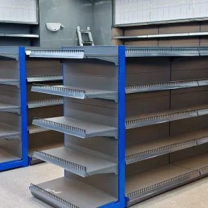 Heavy Duty Single Sided Shelves in White Black and Grey Steel Material for Grocery and Supermarket Store Equipment