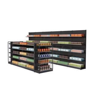 Heavy Duty Single and Double Sided Display Racks Retail Store Supermarket Fruit Shelves Metallic Stand