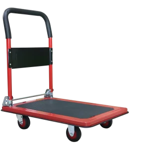 Heavy Duty Steel Cart Four Wheel Folding Handle Platform Trolley Warehouse Flatbed Trolley Material Handling Features for Tools