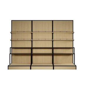 Heavy Duty Steel and Wood Display Stand with Multi Level Storage Suitable for Supermarket Display