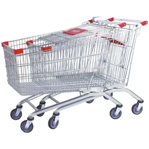 Heavy Duty Sturdy Metal Mesh Shopping Cart with 4” PVC Wheels and Convenient Design