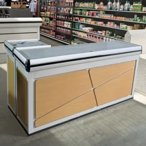 Heavy Duty Supermarket Cash Desk Checkout Counter Cashier Table for Retail Stores