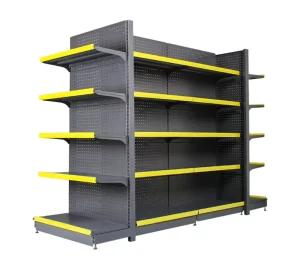 Heavy duty Double sided Metallic Gondola Shelves 3 7 Layers Freestanding for Supermarket Grocery Display