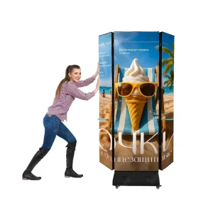 High Brightness P2.5 Tri fold LED Advertising Screen 1080P 2 Year Warranty Movable Portable Foldable Digital Poster Store