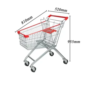 High Capacity Metal 4 Wheel Supermarket Shopping Trolleys Carts For Sale