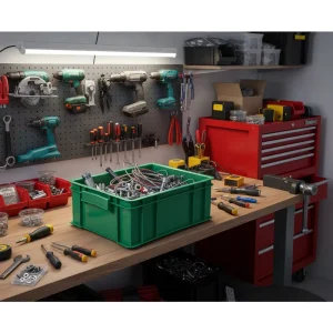 High-Density Plastic Solid Box Industrial Container Stackable & Nestable Design for Pallet Racking Systems