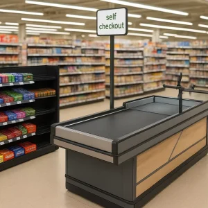 High Efficiency Automatic Motorized Stainless Steel Checkout Table Candy Racks Durable Eco Friendly Ergonomic Supermarket