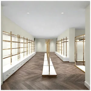 High End Women Clothing Wedding Dress Shop Interior Design Customized Bridal Showroom Furniture Luxury Clothes Display Racks