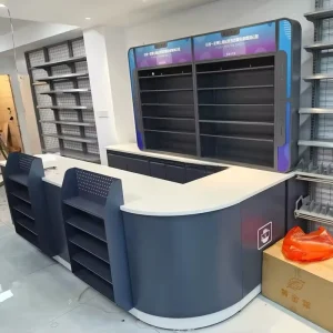 High Performance Supermarket Checkout Counter Cash Desk with Cash Drawer Lock Durable Construction for Grocery Retail