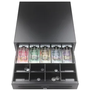 High Quality 12V 24V Cash Drawer for POS System RJ11 RJ12 USB Till Box with 2 Check Slots 3 Locks Checkout Counters