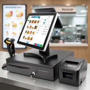 High Quality 15Inch Aluminum Touch Screen POS Cash Register System Slim POS System Fanless Mute