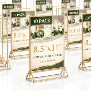 High Quality Clear Acrylic Table Card Signage T Shape Double Sided Stand for Wedding Table Number and Restaurant Menu Display