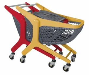 High Quality Four Wheel Steel Metal Shopping Trolley Fan Plastic Trolley 80 80KGS Capacity Lightweight Supermarket Cart