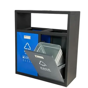 High Quality Galvanized Steel Sheet Trash Cans Bulk Purchase Park Outdoor Metal Classified Trash for Public Municipal Facilities