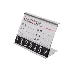 High Quality Modern Eco Friendly Logo Aluminium Alloy Price Tag Holder Cubes Jewelry Displays Embossed Number Retail Display