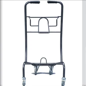High Quality Powder Coating Metal 2-Tier Four Wheel Shopping Cart Double Basket Trolley Hand Trolley