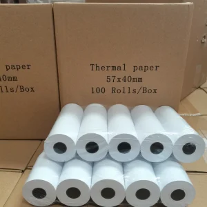 High White Wood Pulp 57x40mm Thermal Paper Cash Register Paper 2 1 4 Size 100rolls CTN