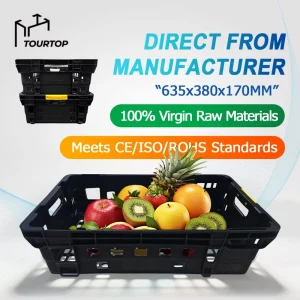 High quality and Durable Plastic Crates for Fruits and Vegetables Stackable Plastic Crate
