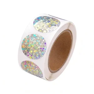 Holographic Glitter Star Stickers Roll Iridescent Self Adhesive Labels for Party Decor Gift Wrapping DIY Crafts