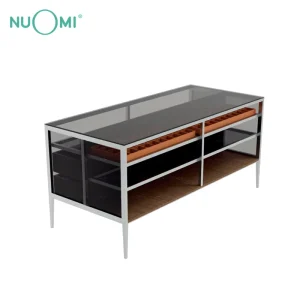 Home Metal Cabinet Rack Store Display LED Lighted Shelves Stand Storage Wardrobe Glass Cabinet Bar Island Glass Shelf