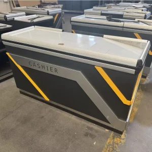 Honghe New Aluminium Alloy Edge Cash Counter Supermarket Checkout Counter Cash Desk Retail Store Jiangsu Steel Model