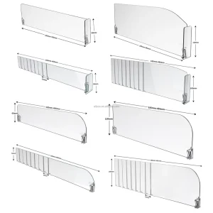 Hookei Customize Any Size Supermarket Plastic Clear Shelf Pusher Shelf Divider
