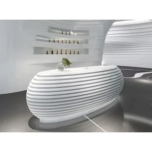 Hotel Front Desk Reception Desk White Painted Welcome Desk Curved Bar Counter Simple Modern Cash Register