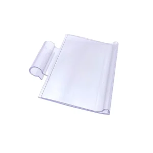 Huasso GQ 05 Eco Friendly Food Grade Transparent Plastic Price Tag ACryl Metal Punching Shelf Hook Card Strip
