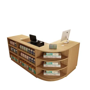 ISO9001 Wood Supermarket Checkout Counter Cash Register Desk for Checkout Table Cashier Desk