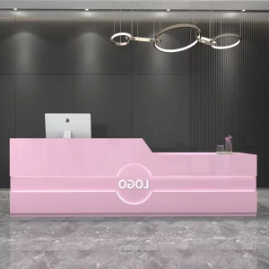 Illuminated Commercial New Chinese Reception Bar Cashier Counter for Shops Hotels Beauty Salons Malls Modern Company Premises