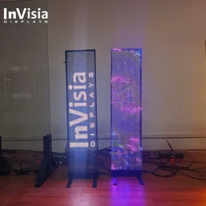 Indoor 90% Transparent LED Poster Standing Ultra Thin Mesh Panel P6.25/P3.91 Pixel Pitch 65K Pixel Density High 7680Hz