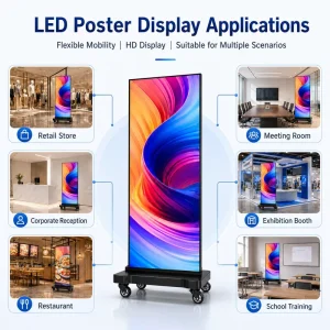 Indoor LED Poster Screen Digital Signage Display Stand HD Advertising Screen HDR10 800cd Brightness for Retail Shop Window