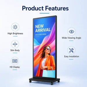 Indoor LED Poster Screen Portable Digital Signage Display for Retail Store Shopping Mall Advertising