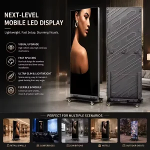 Indoor P1.86 P2.5 P2 P1.53 640*1920mm Foldable LED Poster Screen WiFi USB Plug and Play Digital Signage GOB Double Sided