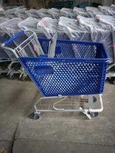 Indoor Plastic Shopping Trolley Cart 100L Capacity 5” PU Wheels