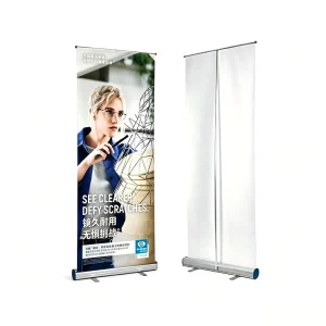 Indoor Portable Roll up Banner Stand Heavy duty Aluminum Alloy Base Satin Finish Custom Advertising Display Rack 80x200cm