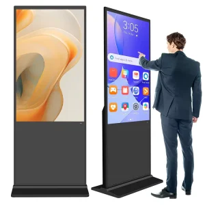 Indoor Public 4K Advertising Kiosk Wifi Build in CMS Double Sided Digital Signage 500nits Digital Signage Kiosks Android System