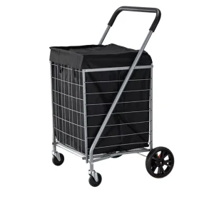Industrial Four Wheel Stainless Steel Waterproof Foldable OEM Powder Coated Platform Shopping Trolley for Supermarket Use