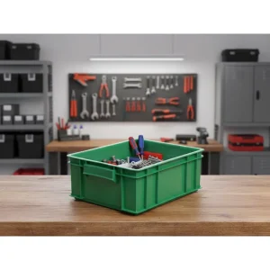 Industrial Plastic Storage Boxes Bins Stackable & Nestable Custom Sizes for Factory Equipment & Parts Storage