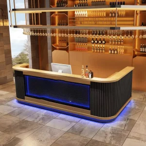 Industrial Style Curved Billiard Hall Cashier Multi-Functional Gym Health Club Front Desk Bar Design Reception Checkout Counters