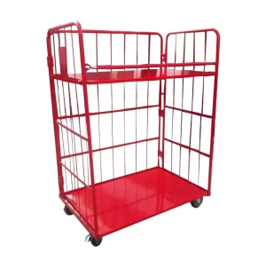Industrial Use Foldable Logistic Moving Steel Wire Mesh Roll Cage Trolley with Wheels