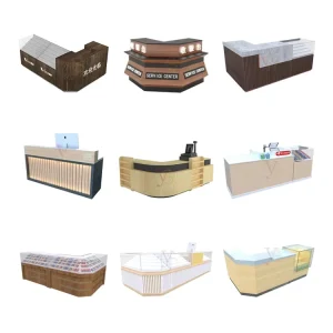 Industrial Wooden Supermarket Checkout Counter Heavy Duty Commercial Cashier Desk for Retail Store Equipment