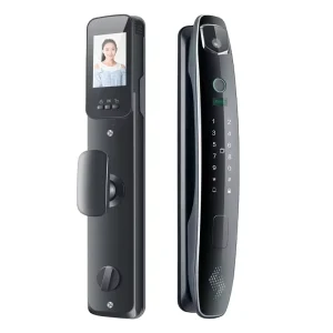 Intelligent Digital Smart US 3D Face & Fingerprint Unlock Doorbell Doorlock Glass Metal Door Handle with Camera & Key Features