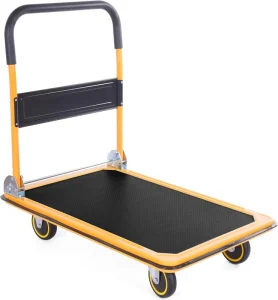 Iron Folding Mobile Platform Trolley Thickened Reinforced Dolly Cart Four-Wheel Foldable for Shopping Storage