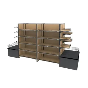 Iron Shelf Wood Shelf Display Stand Supermarket Gondola Shelving