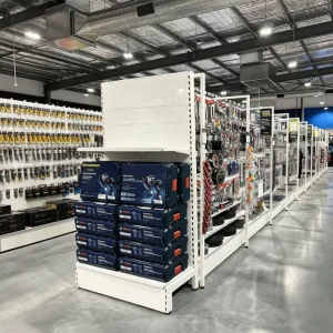 Island Gondola Shelving Metal Pegboard Display Rack with Pegboard Display Rack