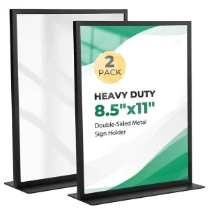 JH Mech T Shape Menu Display Sign Holder Double Sided Use Tabletop Premium Steel Construction Retail Sign Holders