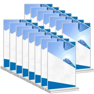 JY-224 Modern Retail Acrylic Sign Holder Clear Double-Sided Menu Vertical Display Stand Desktop Paper Pre-Assembled
