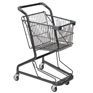 Jumbo 50L Steel Basket Trolley Retail Order Picking Shopping Cart Powder Coated Surface Unfolding Design 3-4 Inch Casters QHDC